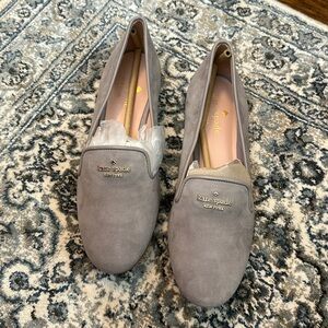Kate Spade Claudia Suede loafers in soft taupe, new in box